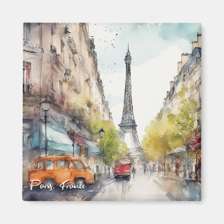 Aimant Paris France silhouette de ville aquarelle