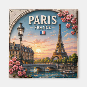 Aimant 🗼 Paris France Tour Eiffel Vues de la ville au bo
