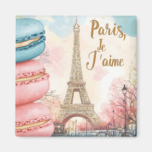 Aimant Paris, Je T'aime - Tour Eiffel avec Macarons