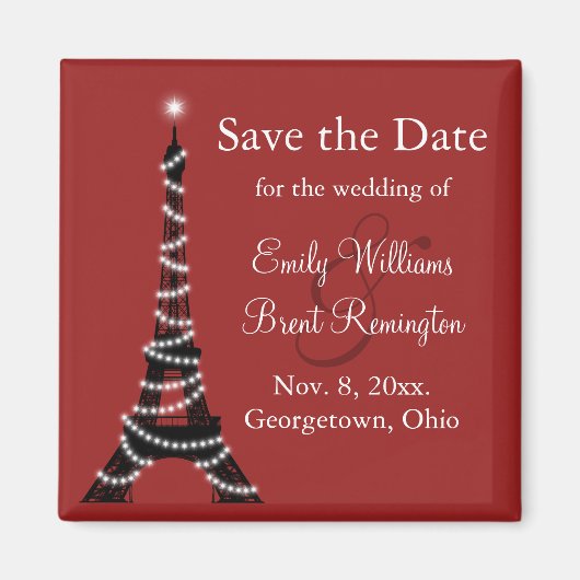 Aimant Paris Lumières Enregistrer l'aimant Date (Devant)