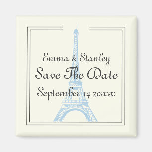 Aimant Paris mariage bleu Tour Eiffel Enregistrer la date