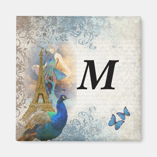 Aimant Paris peacock collage (Devant)