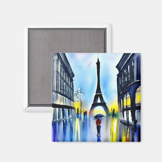 Aimant Paris sous la pluie (Recto/Verso)
