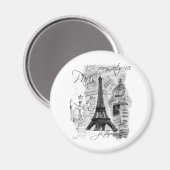 Aimant Paris Tour Eiffel Collage de la scène française (Recto/Verso)