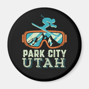Aimant Park City Utah Retro Ski Snowboard