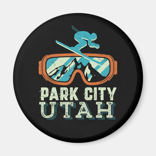 Aimant Park City Utah Retro Ski Snowboard (Devant)