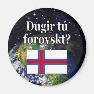 Aimant Parles-tu le féroïen ? en féroïen. Drapeau et espa