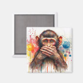 Aimant Parlez Pas De Singe Mal Vibrant Aquarelle Aquarell (Recto/Verso)