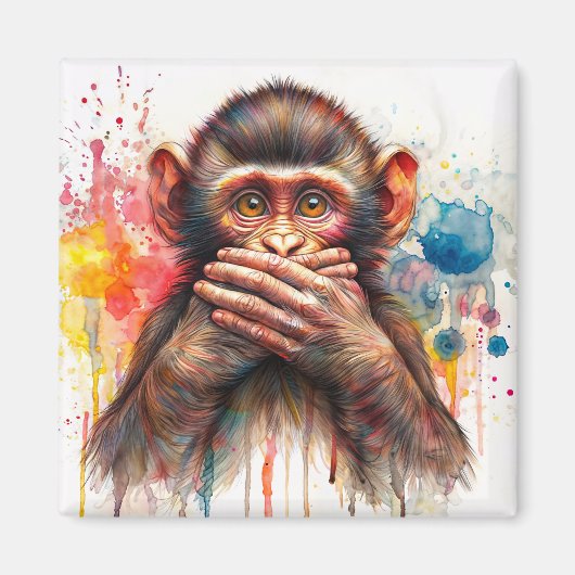Aimant Parlez Pas De Singe Mal Vibrant Aquarelle Aquarell (Devant)