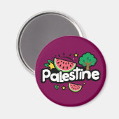 Aimant Parole palestinienne mignonne entourée de pastèque (Recto/Verso)