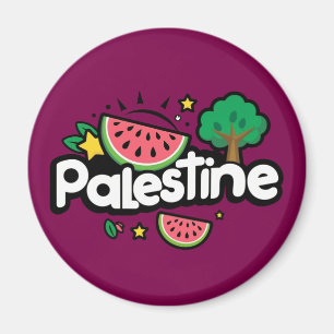 Aimant Parole palestinienne mignonne entourée de pastèque