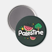 Aimant Parole palestinienne mignonne entourée de pastèque (Recto/Verso)