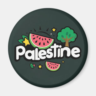 Aimant Parole palestinienne mignonne entourée de pastèque