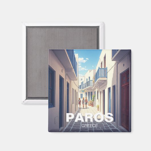 Aimant Paros, Grèce blanc et bleu (Recto/Verso)