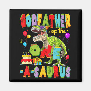 Aimant Parrain de The One-A-Saurus garçon de 1 an