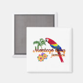 Aimant Parrot tropical de la baie de Montego en Jamaïque (Recto/Verso)