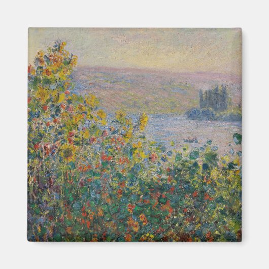 Aimant Parterres de fleurs à Vétheuil, paysage impression (Devant)