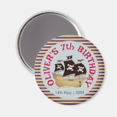 Aimant Parti Anniversaire de enfant de navire pirate (Recto/Verso)