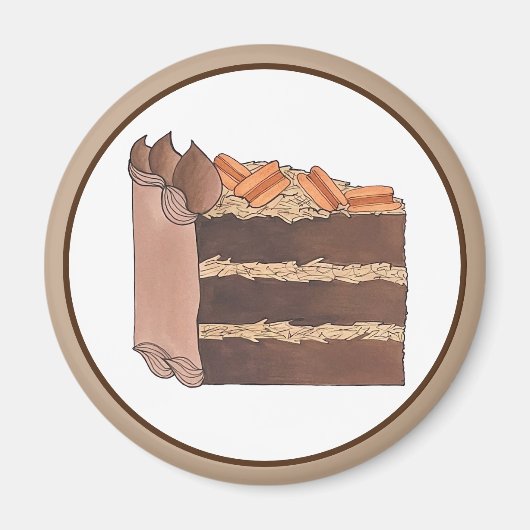 Aimant Partie de gâteau au chocolat allemand Pièce de fêt (Devant)