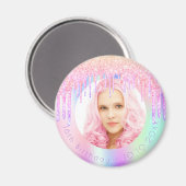 Aimant Parties scintillant arc-en-ciel d'anniversaire gou (Recto/Verso)