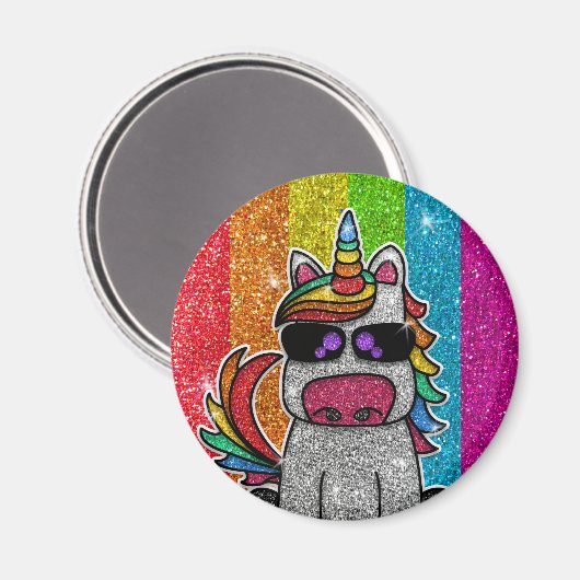 Aimant Parties scintillant arc-en-ciel Unicorn Sparkly LG (Recto/Verso)