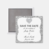 Aimant Parties scintillant Argent Diamond Coeur Économise (Recto/Verso)