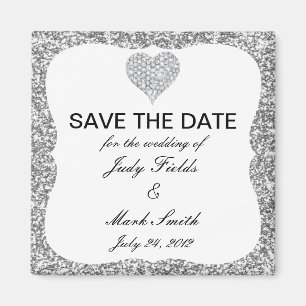 Aimant Parties scintillant Argent Diamond Coeur Économise