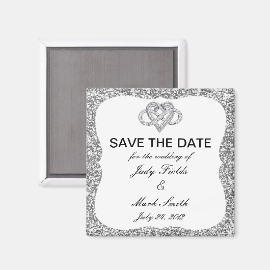 Aimant Parties scintillant Argent Infinity Heart Enregist (Recto/Verso)