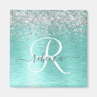 Parties scintillant argentée turquoise en métal br