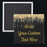 Aimant Parties scintillant Black et Gold personnalisée su<br><div class="desc">Personnalized Black and Gold Glitter Aimant, Gold Sparkle Drip Custom Magor Favor Toxits, Custom Baptism, Anniversary, Baby shower, engagement party ceremony reception drip, custom birthday party favor toxits, personalized favor and magnets, baby shower shower shower shower ors, sparkly glitter pretty girly glamorous, gold sparkle wedding favor presents, wedding welcome gift...</div>