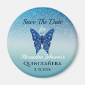 Aimant Parties scintillant Bleu Papillon Quinceanera Enre (Devant)