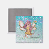 Aimant Parties scintillant bleu pourpre d'or de fille Éti (Recto/Verso)