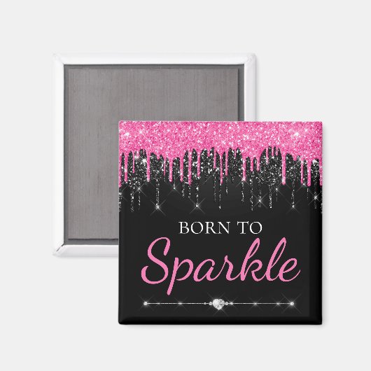 Aimant Parties scintillant Chaud Rose Glam Driving Né Pou (Recto/Verso)