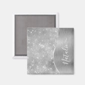 Aimant Parties scintillant d'argent Glam Bling Personnali (Recto/Verso)