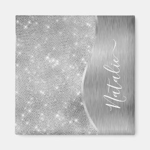 Aimant Parties scintillant d'argent Glam Bling Personnali