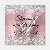 Aimant Parties scintillant d'argent Pink Foil Monogrammé  (Devant)