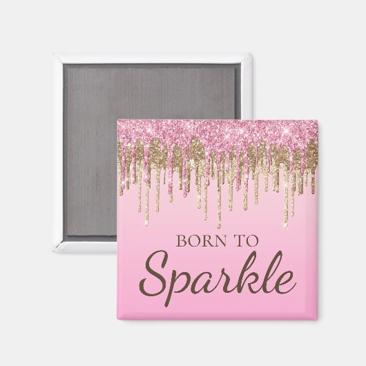 Aimant Parties scintillant de séchage rose et or pâle Née (Recto/Verso)