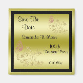 Aimant Parties scintillant d'or et papillon mousseux 100e (Devant)