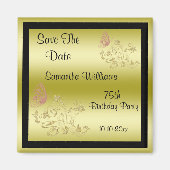 Aimant Parties scintillant d'or et papillon mousseux 75e  (Devant)