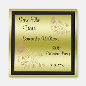 Aimant Parties scintillant d'or et papillon mousseux 80e  (Devant)