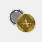 Aimant Parties scintillant d'or moderne Monogramme fille (Recto/Verso)