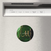 Aimant Parties scintillant d'or vert chic Agate Monogramm (In Situ (Lave-vaisselle))