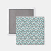 Aimant Parties scintillant en argent et ZigZag Turquoise (Recto/Verso)