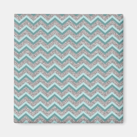 Aimant Parties scintillant en argent et ZigZag Turquoise (Devant)