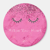 Aimant Parties scintillant en marbre rose brillant noir (Devant)