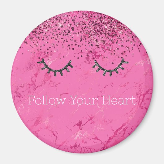 Aimant Parties scintillant en marbre rose brillant noir (Devant)