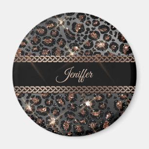 Aimant Parties scintillant Leopard Black Gold personnalis