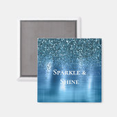 Aimant Parties scintillant métallique bleu Aqua (Recto/Verso)