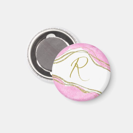 Aimant Parties scintillant moderne tendance rose et or ef (Recto/Verso)