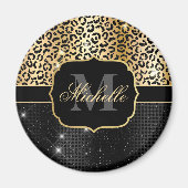 Aimant Parties scintillant noir et or Glam Leopard Spots  (Devant)